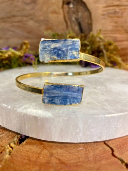 Bracelete Dourado Cianita Azul
