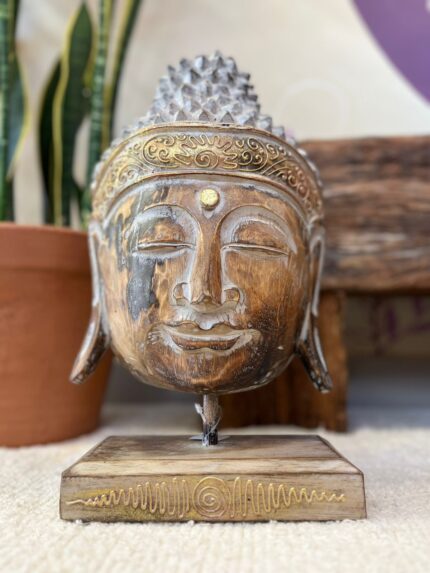 Escultura Cabeça de Buda Rústica – 38cm