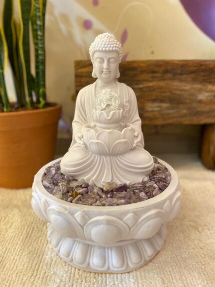 Fonte Buda com Pedras Naturais e Bola de Vidro – 42 cm