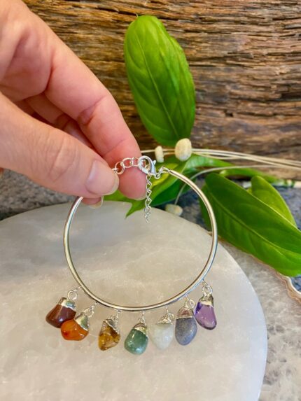 Bracelete 7 Chakras Folhado a Prata